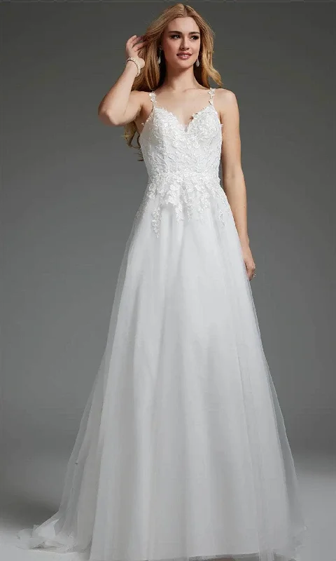 Jovani JB40513 - Embroidered Tulle Bridal Gown Romantic Wedding Dress