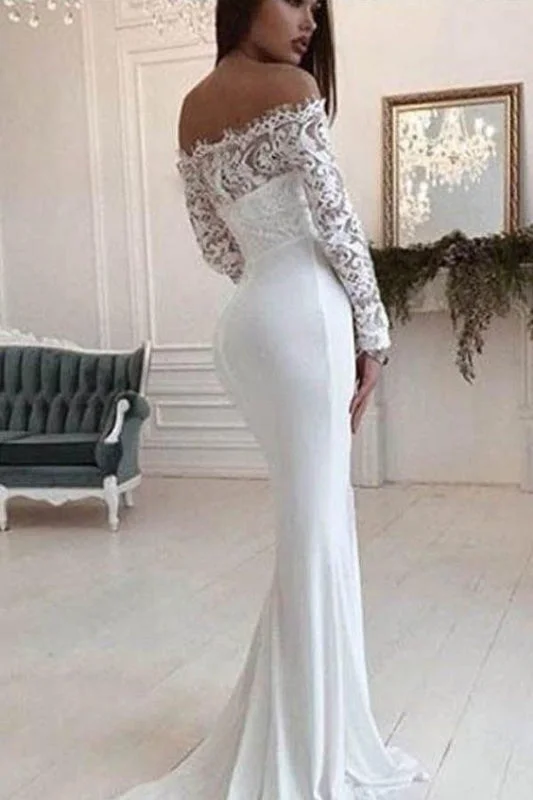 Mermaid Long Sleeves Off the Shoulder Wedding Dress Luxury Wedding Dress