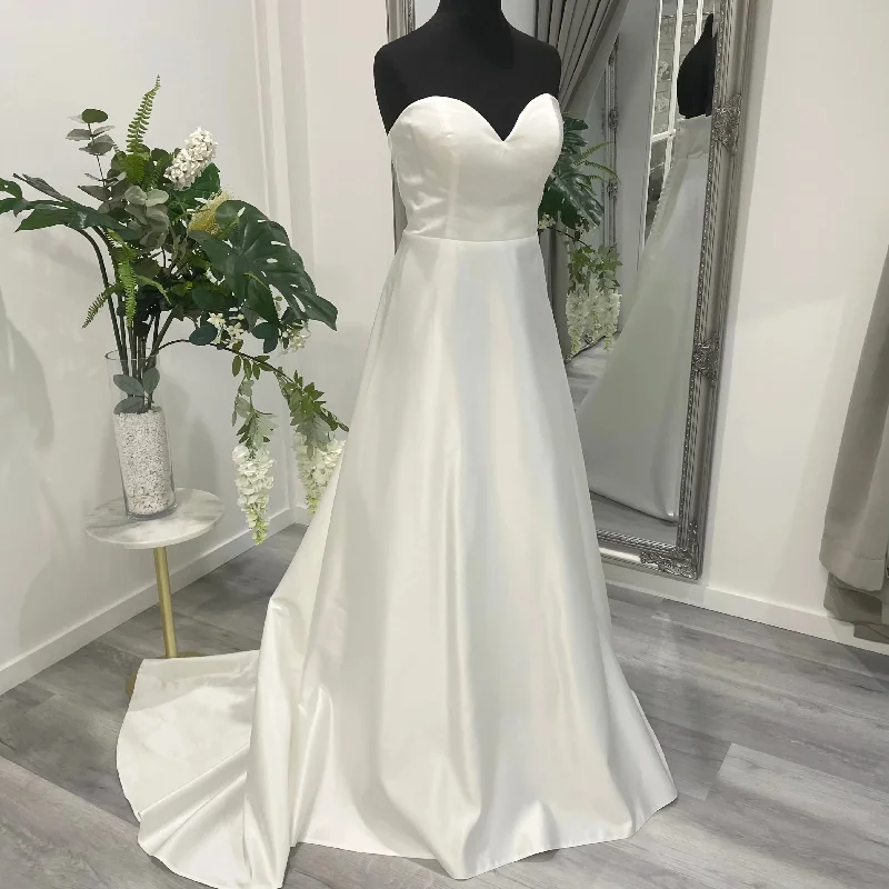 Opal Satin A-Line Wedding Gown | Divine Bridal Chic Lace Dress