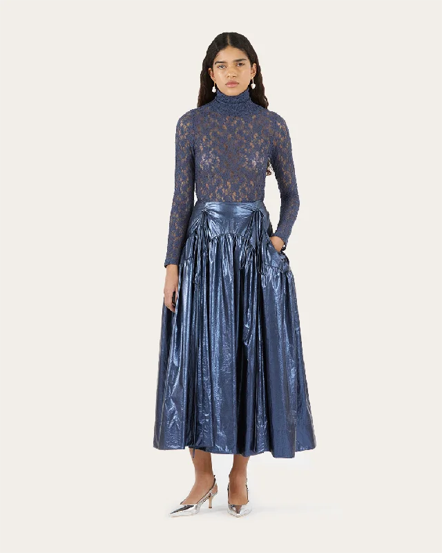 Anika Skirt Lamé Metallic Navy Graduation unclassified skirts