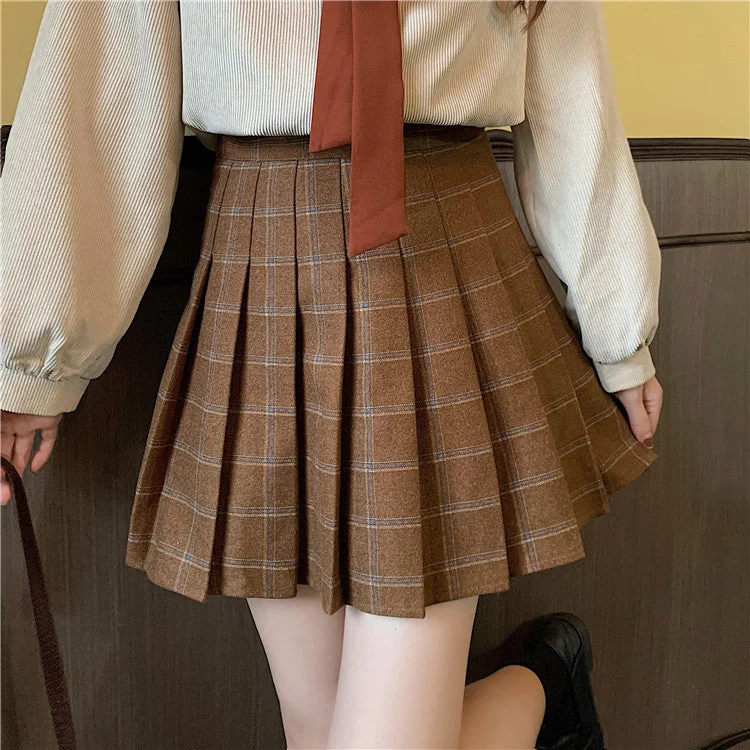 Autumn Plaid Tennis Skirt (Brown) Short unclassified skirts