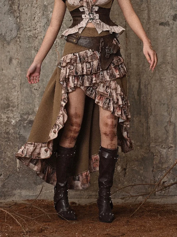 [Blood Supply] Dragon Era steampunk Skirt with waist bag Chiffon unclassified skirts