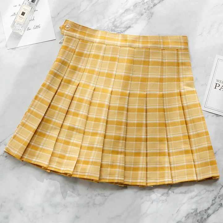 Citrus Plaid Tennis Skirt (2 Colors) Boho unclassified skirts