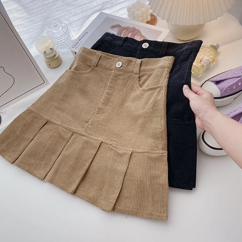 Corduroy Mermaid Pleated Skirt (2 Colors) Comfortable unclassified skirts