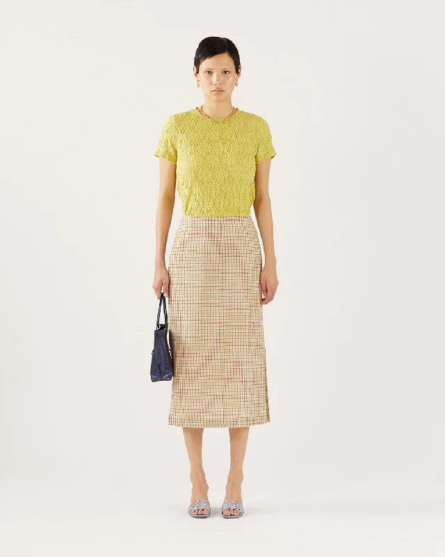 Justine Skirt Check Green Smocked unclassified skirts