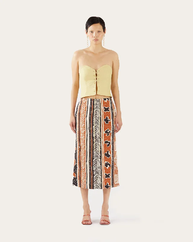 Justine Skirt Tencel Print Brown High-low unclassified skirts