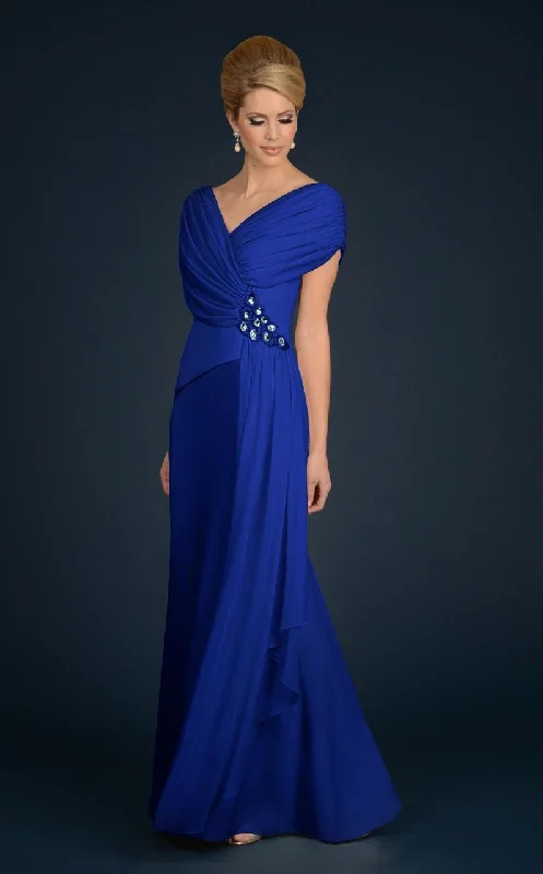 Alexander by Daymor 701  V-Neck A-Line Gown with Brooch Accent Luxury party dresses