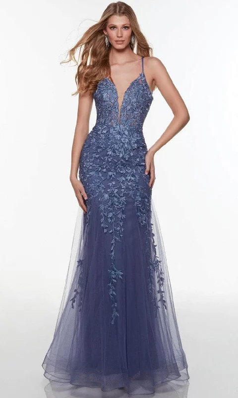 Alyce Paris 61245 - Fit N Flare Strapped Back Long Lace Gown Modest party dresses