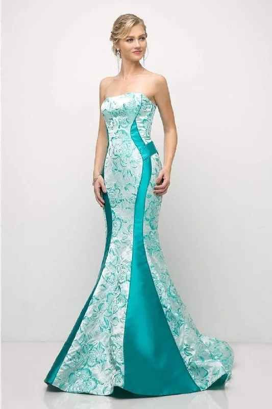 Cinderella Divine - US001 Floral Print Strapless Mermaid Gown - 1 pc Green In Size 10 Available Chiffon party dresses