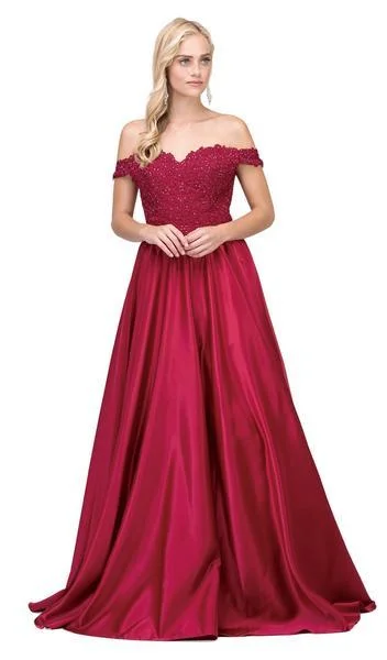 Dancing Queen - Embroidered Off Shoulder A-Line Prom Gown 2355 - 1 pc Burgundy In Size XS Available Best party dresses for plus size