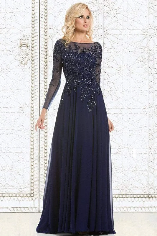 Feriani Couture -  Long Sleeve Beaded Illusion A-Line Evening Gown 26145 Tulle party dresses