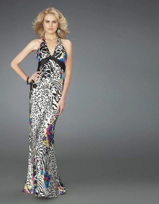 La Femme - Animal Printed Aquarelle Long Gown 14587 Hot new arrivals in party dresses