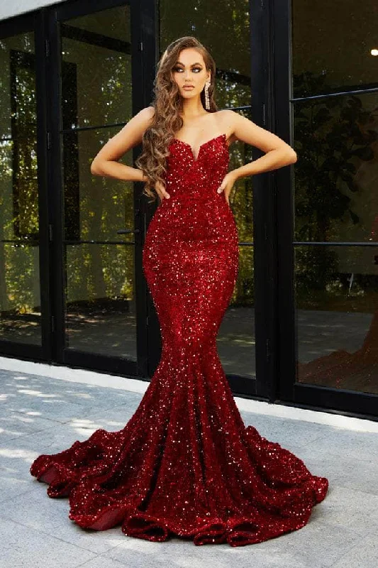 Portia and Scarlett - PS21208 Strapless Velvet Sequin Gown Best party dresses for wedding guests