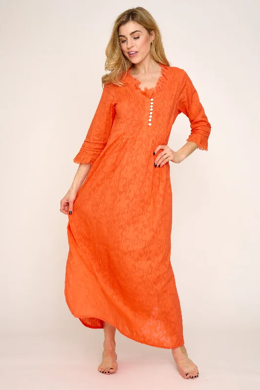 Cotton Annabel Maxi Dress in Hand Woven Hot Orange Sexy little black maxi dresses