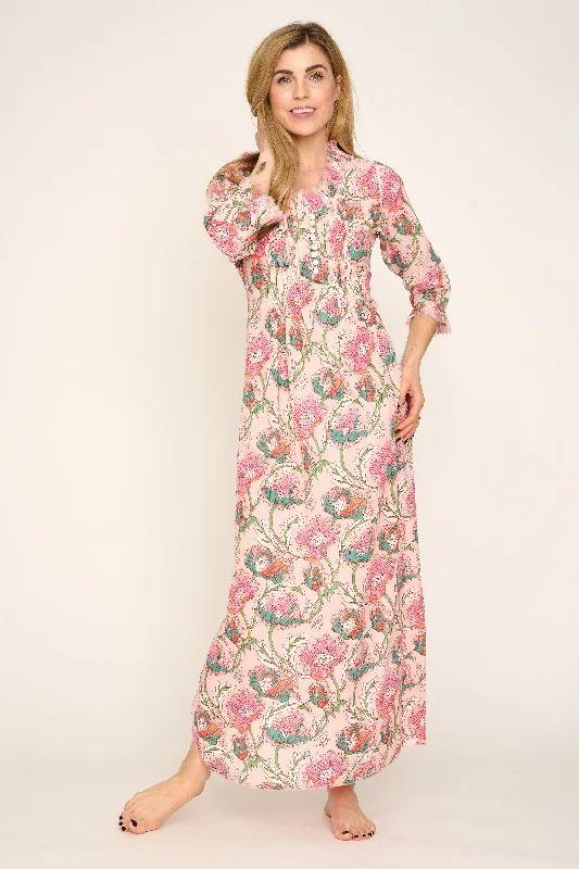 Cotton Annabel Maxi Dress in Peachy Floral Anniversary maxi dresses