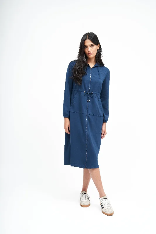 NW Hoodie Long Dress: Peacock Expensive maxi dresses