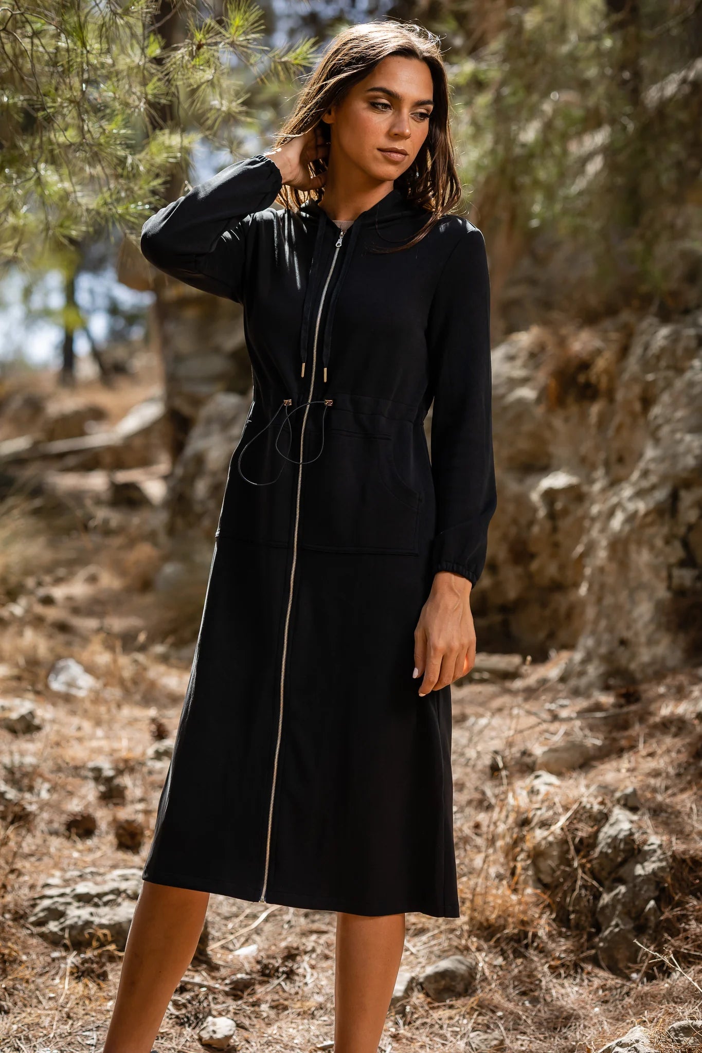 Hoodie Dress Long- Black Best maxi dresses for elegant looks