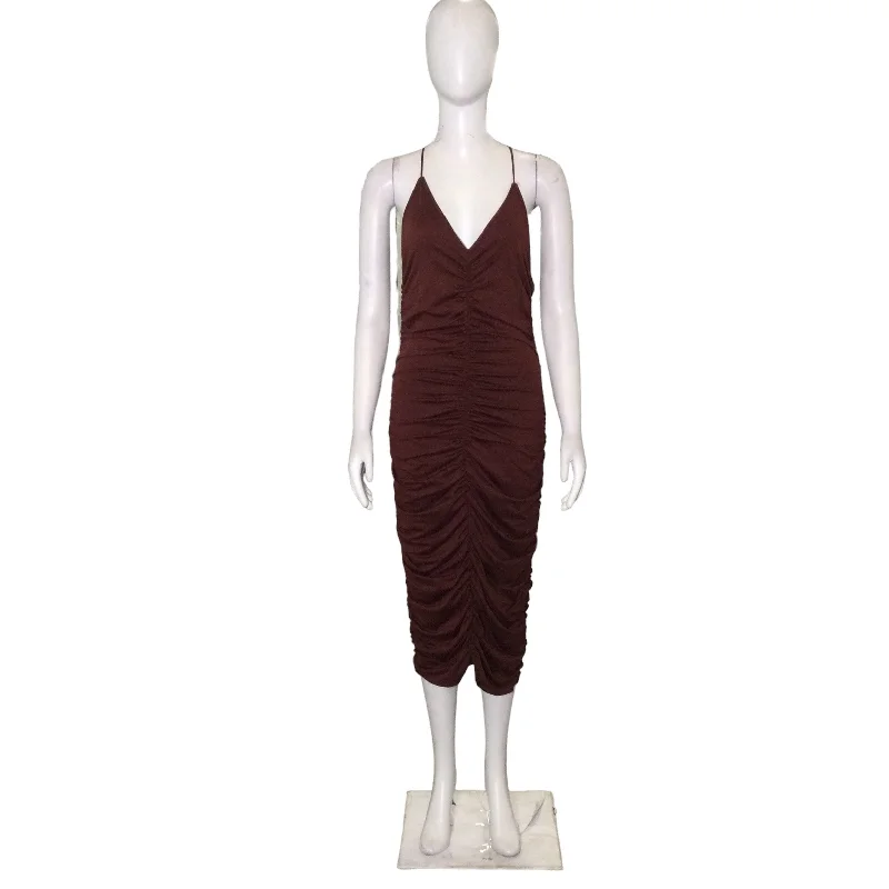 DARK BROWN TIGHT MIDI DRESS Cocktail midi dresses