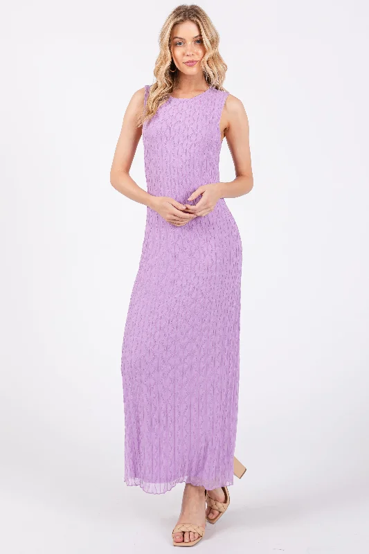 Lavender Mesh Overlay Midi Dress Trendy midi dresses under $50