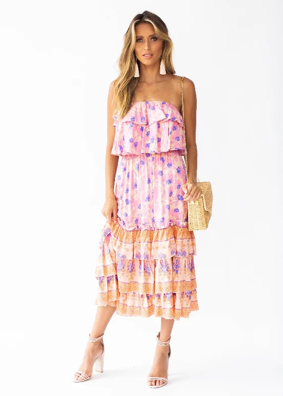 Simona Strapless Midi Dress - Malibu Denim midi dresses