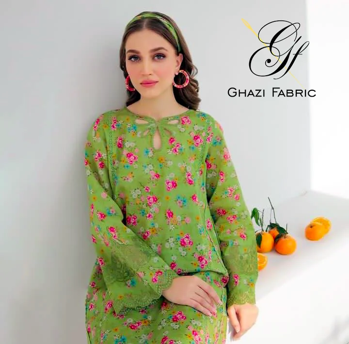 Ghazi fabric Unstitched Digital Print  Linen collection  Dress 2 piece for women  DF5878148/2 Fashion-forward floral dresses