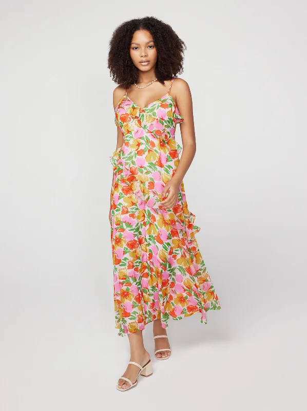 Aurelia Pink Garden Floral Maxi Dress Maxi Skirt Dress