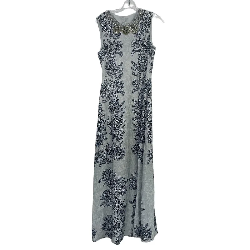 BCBGMAXAZRIA Women's Gray Jewel Embroidered/Floral Maxi Shift Dress Size 8 Formal Maxi Skirt