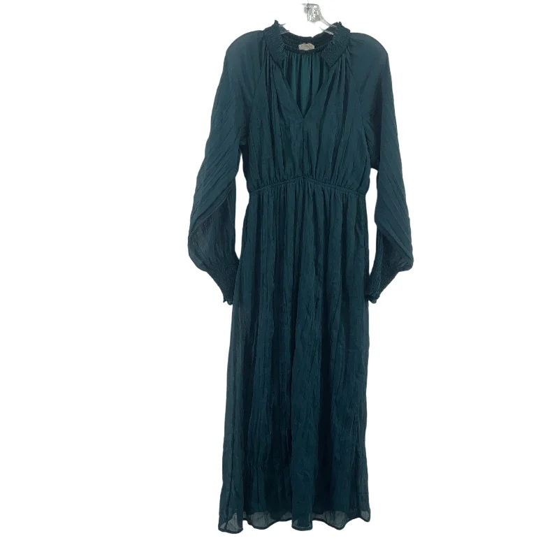 BELLA ELLA Teal Long Sleeve Maxi Blouson Dress Women’s Size Small Preowned Boho Chic Maxi