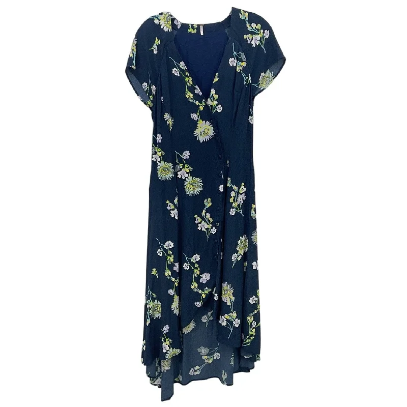 Free People Women's Blue/White Floral Button Up Maxi Wrap Shirt Dress Size S Button-front Maxi Skirt