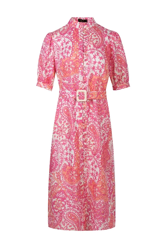 GDS Clarisse Belted Linen Long Dress | Aurora Pink Maxi Skirt Outfit