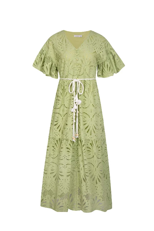 GDS Margot Embroidered Long Dress | Tarragon Button-down Maxi Skirt