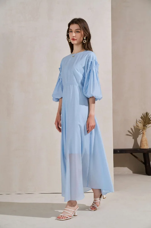 GDS Winona Tencel Long Dress | Pastel Blue Ruffle Maxi Skirt