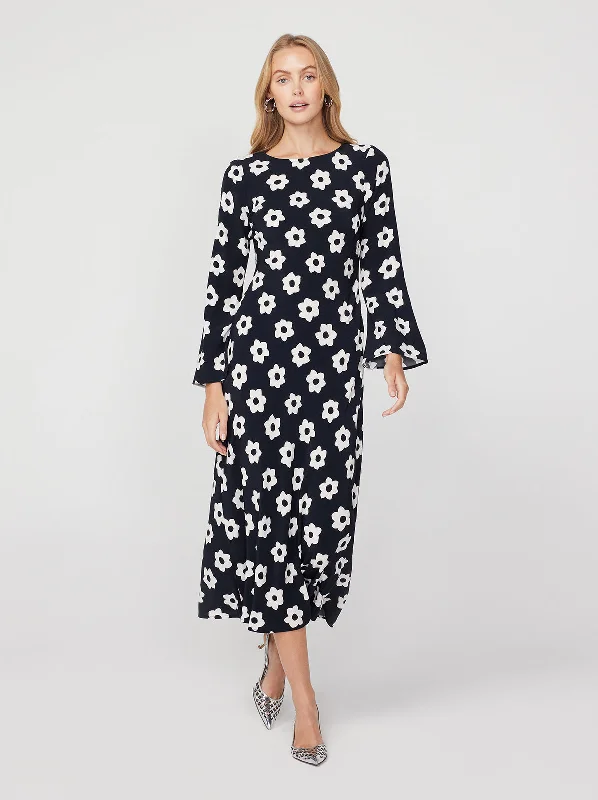 Keira Black Tiled Floral Maxi Dress Cozy Maxi Dress