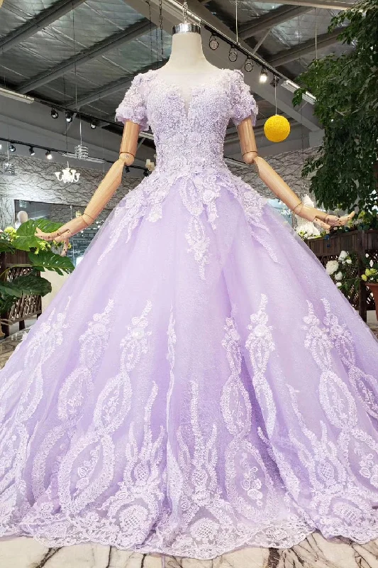 Quinceanera Dress Ball Gown Short Sleeves Beaded Prom Dresses With Appliques Bold Mini Skirt