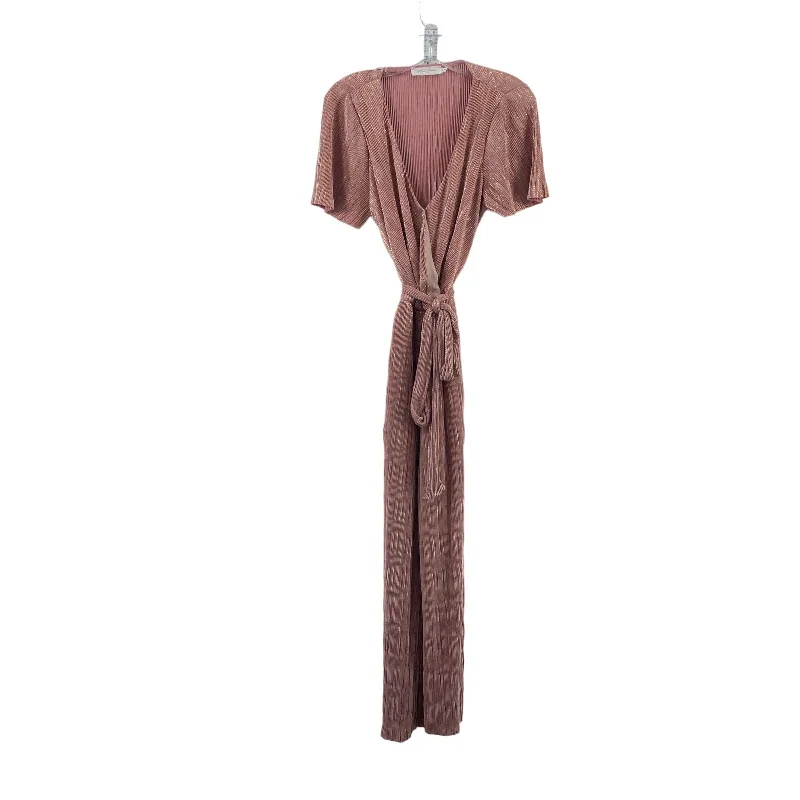 Women's All in Favor Pink Pleated Accordion Wrap Dress, Long, Rayon, Size S Embroidered Maxi Skirt