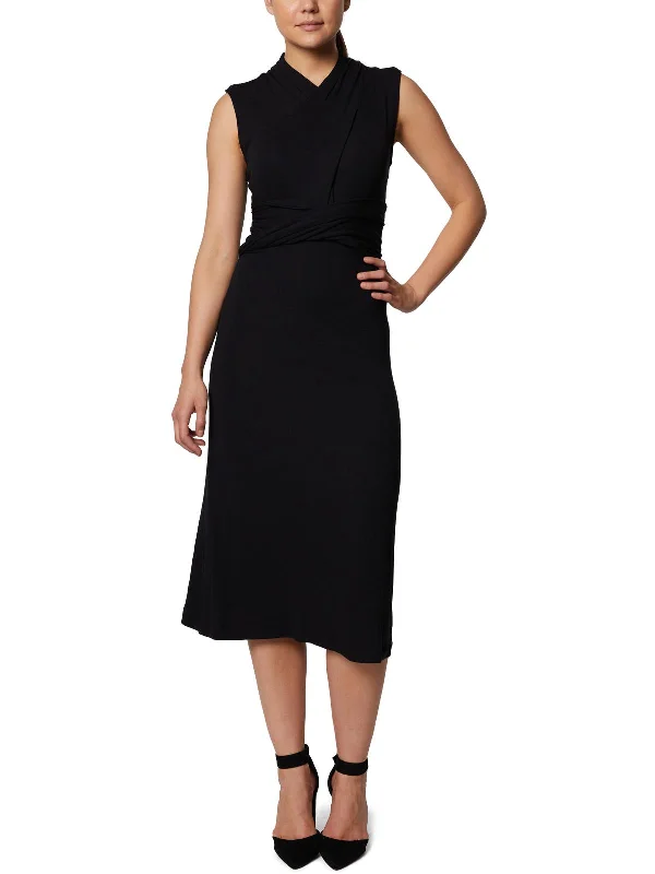 Womens Sleeveless Long Wear to Work Dress Front Slit Maxi