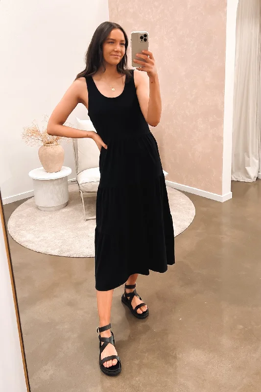 AAE Linen Midi Dress Black Sporty Midi Skirt