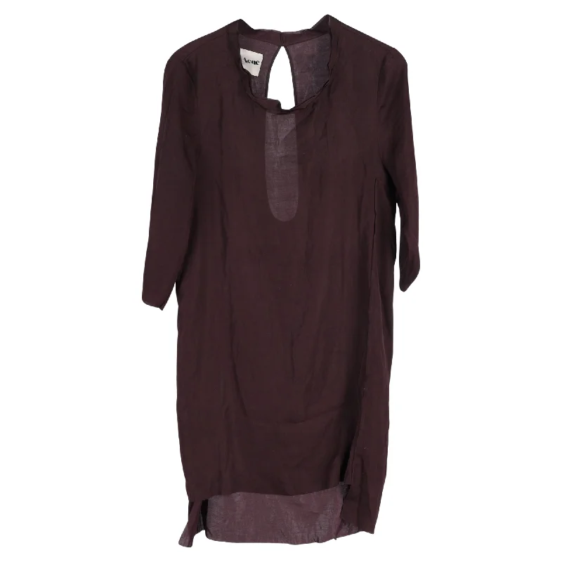 Acne Studios Zink AW11 Cowl Neck Knee Length Dress in Violet Polyester Color block unclassified dresses