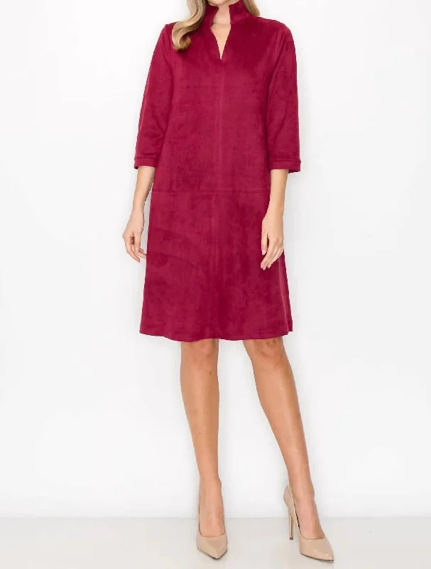 Aiden Suede Dress In Wine Date night unclassified dresses