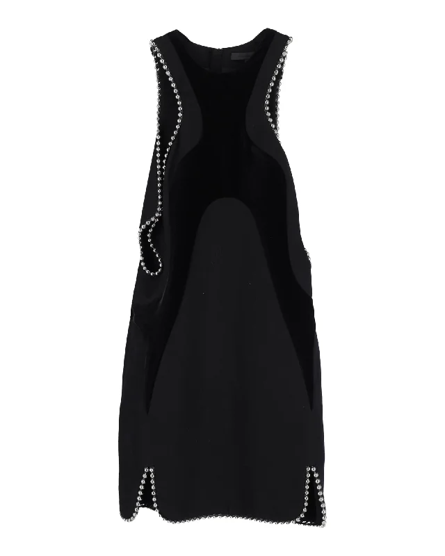 Alexander Wang Racer-Front Dress with Ball Chain Detail in Black Wool Breathable unclassified dresses