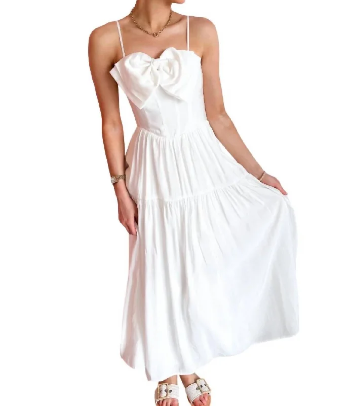 All About The Bows Dress In White Cotton unclassified dresses