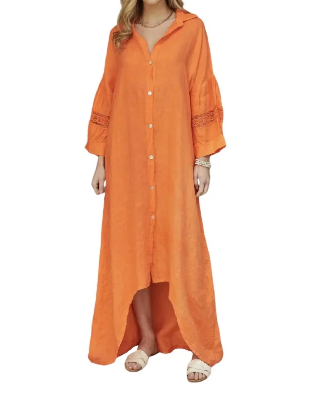 Amalfi Linen Dress In Orange Unique unclassified dresses