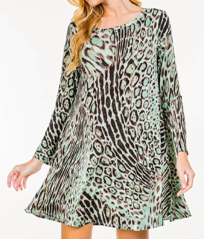 Animal Print Dress In Mint Wrap unclassified dresses