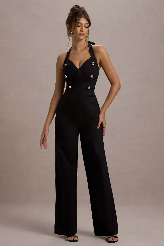 Banks | Black Tailored Halter-Neck Straight-Leg Jumpsuit Metallic unclassified dresses