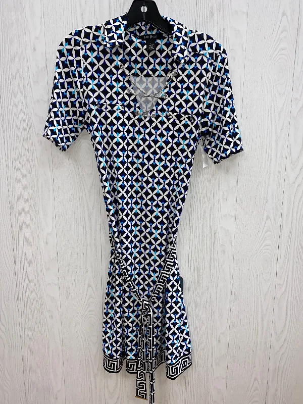 Blue White Dress Work White House Black Market, Size S Smocked unclassified dresses