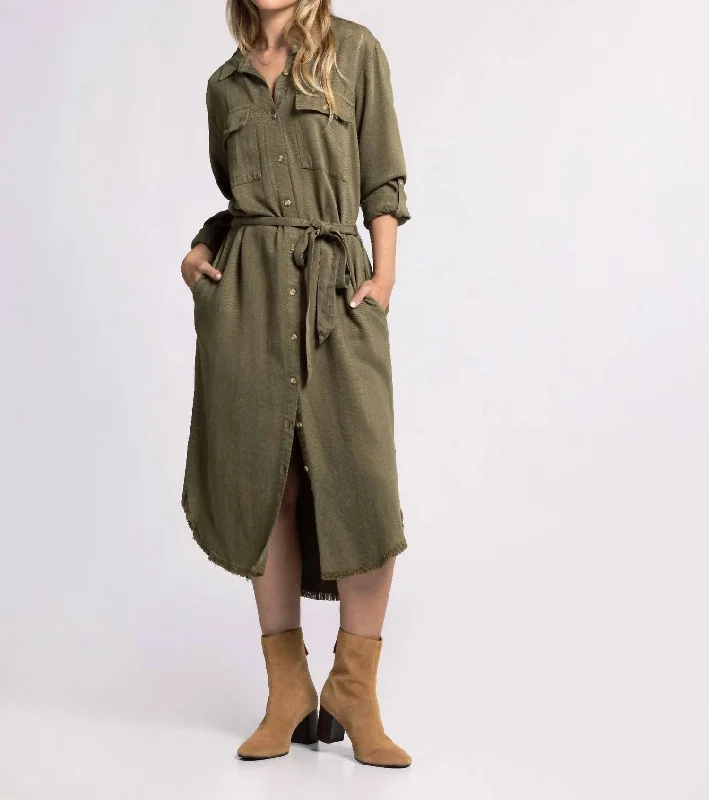 Bobbie Dress In Olive Tree Bold pattern unclassified dresses