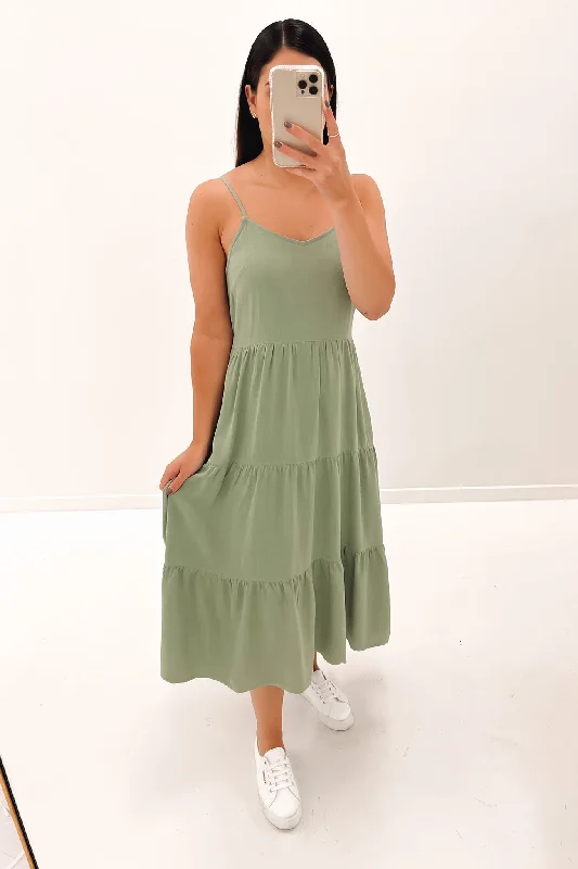 Bridey Midi Dress Sage Boho Chic Midi