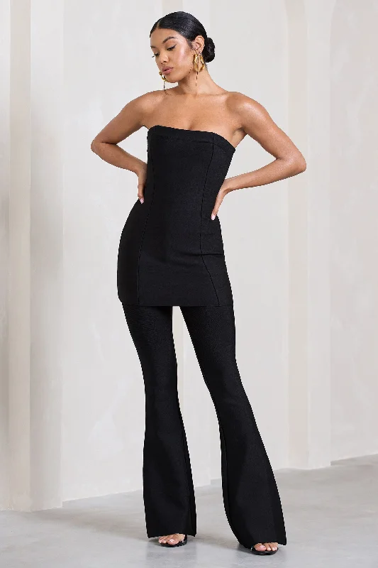 Capri | Black Bandage High Waist Flared Trousers Fashionable unclassified dresses