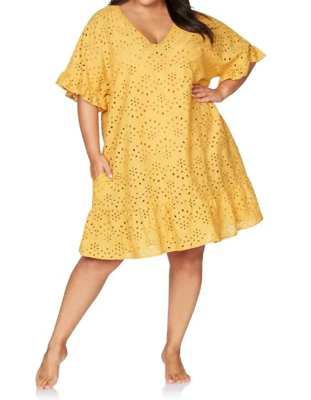 Carnivale Chopin Knit Coverup Dress In Ochre Discounted unclassified dresses