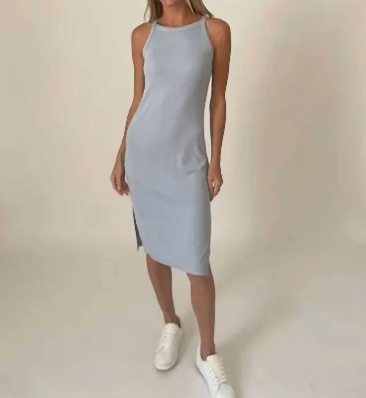 Caroline Ribbed Dress In Light Blue Stretchy unclassified dresses